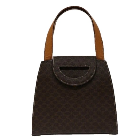 CELINE Macadam Canvas Hand Bag PVC 2way Brown Auth 69000V - Picture 1 of 16